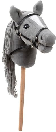 Ella & Piet® Hobby Horse Pferd Smokey mit Trense und Aufbewahrungsbeutel Steckenpferd Springpferd Spielpferd weicher Plüsch Größe wie A4 (Grau)