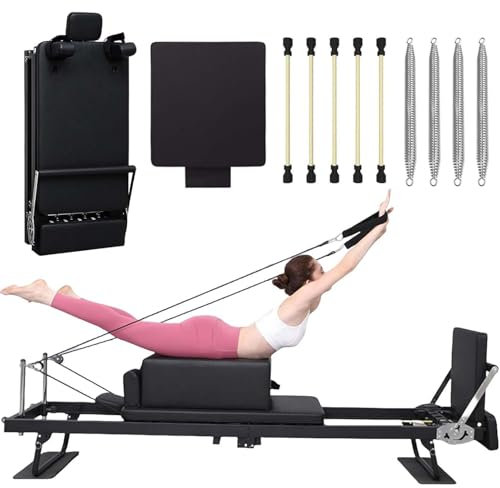 Generisch Pilates Reformer Maschine Faltbar Kern Bett Ausrüstung Frauen Yoga Workout Indoor Pilates Übung Grau 232X62X58.5cm