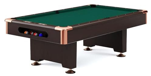 Automaten Hoffmann Billardtisch Club Pro III Nussbaum Dekor | Robuste Bauweise mit K-55 Bandenprofil | Ohne Münzung | Nivellierfüße, einfache Tuchbespannung, Indoor