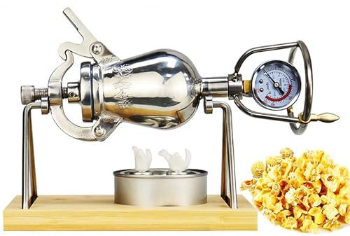 Popcorn-Maker aus Edelstahl 304 – Vintage Manueller Popcorn-Popper für Mais, Reis, Sojabohnen, Mungbohnen, rote Bohnen – 260 ml Fassungsvermögen – ideal für hausgemachte Snackzubereitung
