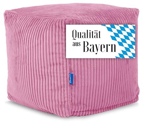 Bruni Sitzwürfel Cubo Cord in Rosa – 40x40x40 cm Indoor-Sitzcube, Fußhocker und Bodenkissen aus Cord-Stoff