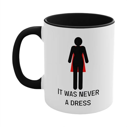 11oz Coffee Mug, It Was Never a Dress Mug, Travel Women Empowering Motivational Ceramic Mug Feminist Mug, Creativity Thermal Development Drink Cups Unique Gift for Womens