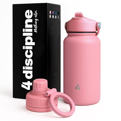 4-DISCIPLINE｜Gourde Inox Isotherme 650 ml (Quartz Rose - finition mate) – Sans BPA, étanche – Support magnétique + bouchon sport avec paille – Base silicone – Idéal pour sport, bureau, voyage