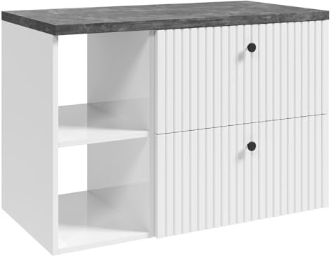 Badplaats B.V. Waschbeckenunterschrank Saros 90 cm - Weiß - mit Waschtisch und Ablagefach