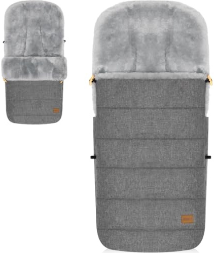 Fillikid Winterfußsack Lammfellfußsack für Kinderwagen Buggy Jogger Kinder Fußsack (Hellgrau/Grau)
