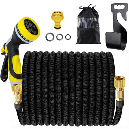 25FT Expandable Garden Hose Pipe, Garden Hoses with Hosepipe | 25FT/7.5 Meters Expandable Water Hosepipes, ABS,10 Function Spray Nozzle, with all hose connectors included.
