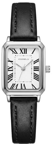 CIVO Vintage Damenuhr Klein Analog: Gold/Silber Armbanduhr mit Lederband | Elegant Rechteckig Römische Ziffern Wasserdicht für Schmale Handgelenke - Klassisch Geschenk für Damen Alltag Arbeit Reisen