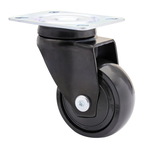 WAGNER Design - 3C - Lenkrolle/Transportrolle/Möbelrolle - schwarz, Softlauffläche, Durchmesser Ø 50 mm, Bauhöhe 75 mm, Kugellager, Anschraubplatte 50 x 60 mm, Tragkraft 50 kg - 01225201