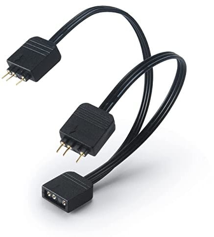 Akasa Cable divisor LED RGB direccionable | Divisor LED aRGB de 1 a 2 | Conector de 3 pines | 1 hembra a 2 machos | 12 cm | AK-CBLD08-12BK