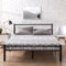 Zinus Geraldine Double Bed frame - Bed 135x190 cm - 28cm Height - Metal Platform Bed frame with Headboard and Footboard - Black