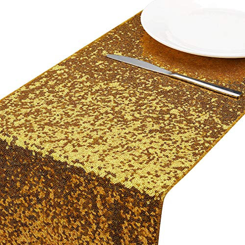 MengH-SHOP Tischläufer Pailletten Gold Tischdecken Tischfahne Dekoration für Party Hochzeit Geburtstag Baby Duschen 30 * 280cm