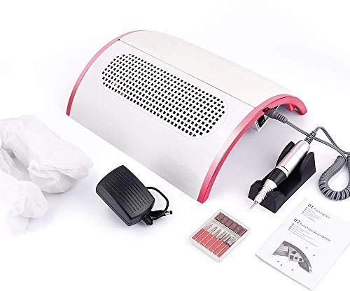 SGSG 48W 2-IN-1 Nail Drill Machine Nail Dust Collector Electric Manicure Vacuum Cleaner with 3 Powerful Fans Professional Acrylic Nails Gel Nails E File Buffer Cuticle Tool
