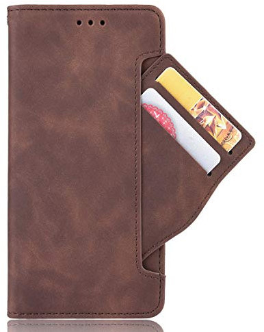 MingMing Lederhülle für OnePlus 9 Pro Hülle, Flip Case Schutzhülle Handy mit Kartenfach Stand und Magnet Funktion als Brieftasche, Tasche Cover Etui Handyhülle für OnePlus 9 Pro, Brown