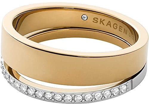 Skagen Damen Edelstahlring Länge: 4/5 Zoll, Gold und Silber mit Glitter