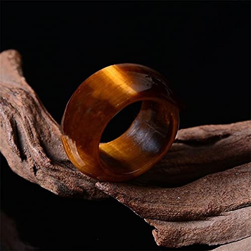 YZDKJ Jade Ring Natürliche Tigerauge Augen Stein Ring Schmuck Glücklicher Glücklicher Frieden Amulett Herren und Frauen Fine Schmuck Jade Ring (Gem Color : Wide Diameter19-20mm)
