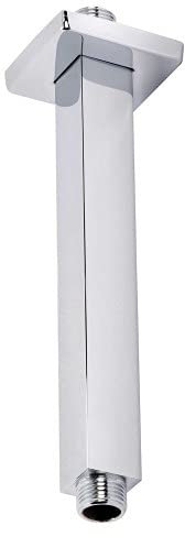 Deckenanschluss f. Regendusche Rund o. Vierkanntrohr Messing verchromt 20cmx ½“ Ausführung quadratisch 200mm lang