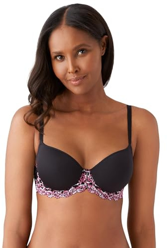 Wacoal Women's Embrace Lace Lightly Padded Underwire Mid Coverage T-Shirt Bra, 853191, Black/Berry Multi, 34D