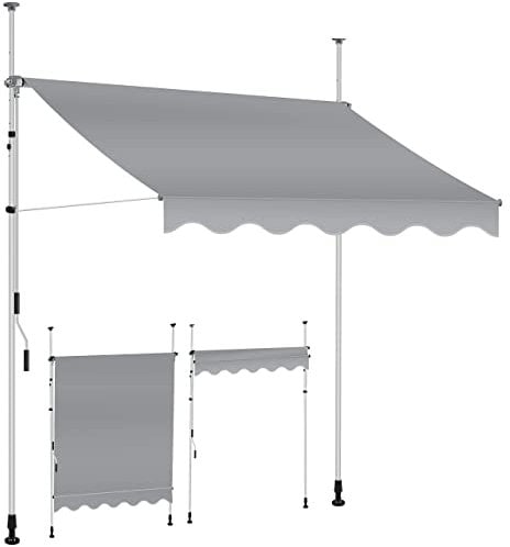 KESSER® Toldo para balcón con manivela, toldo para Balcones, Resistente a los Rayos UV, Regulable en Altura, Repelente al Agua, protección Solar, Cubierta para Patios, Gris 350cm