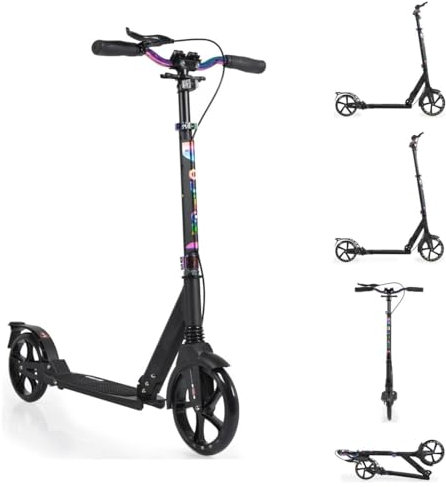 Byox Kinderroller Quick klappbar, Handbremse, Seitenständer, LED-Scheinwerfer schwarz