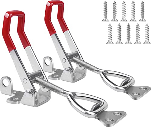 Vicuna R Heavy Duty Toggle Latch Clamp 4003, Large Adjustable Toggle Clamp Latch with Lock Hole, 1320Lbs Holding Capacity Pull Latch for Smoker Lid Jig, Tool Box Case - 2Pack (with 10PCS Screws)