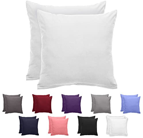 Komfortec Kissenbezug 80x80 cm 2er Set aus Gebürstet Mikrofaser mit Reißverschluss, Atmungskativ und Weich – Weiß