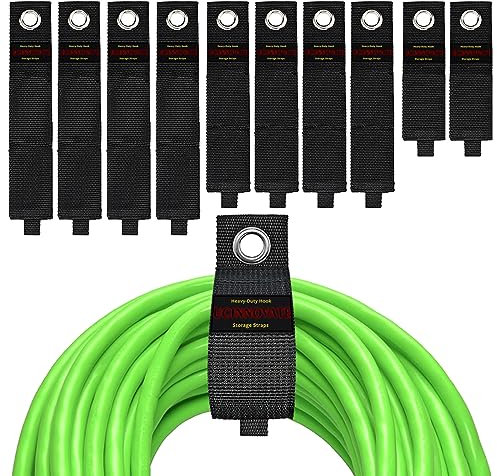 Storage Assorted 10 Pack, Extension Cord Holder Organizer for Garage, Heavy Duty Straps, Hook and Loop Hanger, Cable Wrap Keeper for Cords, Hoses, Rope, RV, Boat