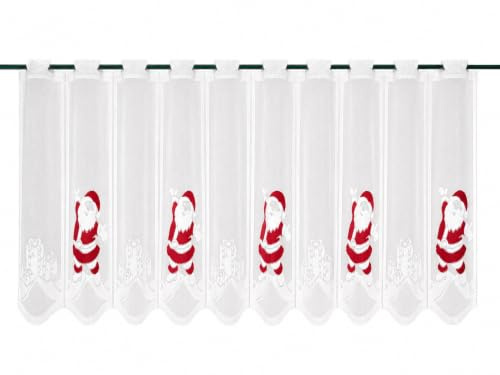 Clever-Kauf-24 Scheibengardine | Weihnachtsmann |Geschenk | HxB 50x140cm | rot weiß |Weihnachten Advent |