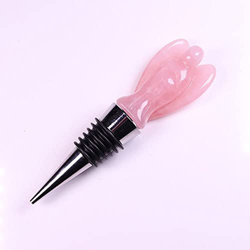 Cristal Brut For la 1pcs cristal naturel ange 2 pouces en forme de vin rouge champagne bouchon de bouteille de vin saint valentin cadeaux de mariage bouchon réutilisable cadeau de (Color : Rose Quart