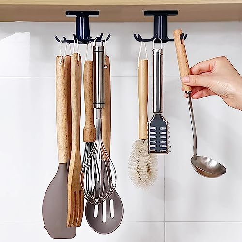 Orssmigs 2 Piezas Colgador Utensilios Cocina, Gancho de Cocina Giratorio 360° Almacenamiento Ganchos Utensilios Cocina para Hogar y Cocina Accesorios