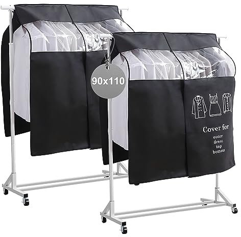 EXLECO 2er Abdeckung für Kleiderständer 120 * 120cm Anti-Staub Abdeckung Staubschutz vor Feuchtigkeit Garderobenständer Kleidung Schutzhülle Kleiderschutzhülle Staubdicht Kleidersack Schwarz