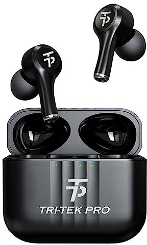 TRI-TEK PRO Groove - Wireless Active Noise Cancelling Earbuds in Charging Case with True Wireless Stereo, Surround Sound, Touch Control, Transparency Mode, 30+H playtime, 5.3 Bluetooth, Built-in Mic