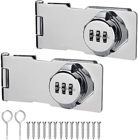 Überfalle Schloss 2 Stück Schloss für schrank Sicherheitsüberfalle Überfalle mit schloss für Schrank Haushaltsschrank Passwort Hasp Schlösser für Kleine Türen, Schränke, Scheunentür - Silber