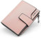 HNOOM Porte Monnaie Femme en Cuir PU Porte Feuilles pour Femme Court Lisse et Souple Petit Portefeuille Femme avec 15 Emplacements Cartes et Zippé Pochette à Monnaie (Rose-X)