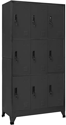Festnight Spind Schließfachschrank 9 Fächer Metallschrank Spind Umkleideschrank Schrank Fächerschrank Metall Büroschrank Abschließbarer Umkleideschrank Stahlschrank Anthrazit