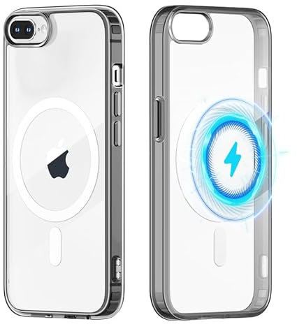 Yoedge Transparent Magnetisch Hülle für iPhone 8 Plus/iPhone 7 Plus 5,5 [Kompatibel mit MagSafe] Schlank Dünn Silikon TPU Stoßfest Magnet Handyhülle Kratzfeste rutschfeste Schutzhülle, Schwarz