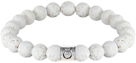 CECE&COLE Sternzeichen-Armband, Naturstein, Weiße Lava, Modische Armbänder, Handgefertigtes, Perlengewebtes Stretch-Perlen-Armband Für Männer Und Frauen, Stier, Verstellbar
