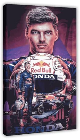 OakiTa World Formula 1 Driver Max Verstappen Poster 15 Leinwand Poster Wandkunst Dekor Druck Bild Gemälde für Wohnzimmer Schlafzimmer Dekoration Rahmenstil 60 x 90 cm