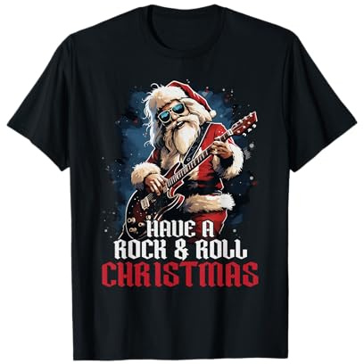 Guitar Retro lovers Have a Rock & Roll Christmas ROCK Santa Music lover T-Shirt