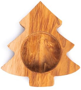 DARIDO Olivenholz Teelichthalter, 9x9x2cm, Handgefertigt CHRISTBAUM Kerzenständer, Romantische Deko für Wohnzimmer, Bad,Tisch, Rustikal Vintage Geschenk,Valentinstag, Weihnachten Teelichter Dekoration