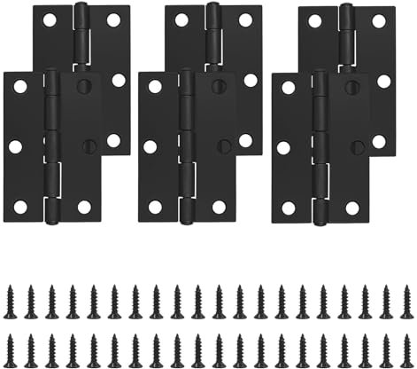 CANGCANG 6PCS Heavy Duty Door Hinges, 75mm (3 Inch) Black Butt Hinges for Cabinet, Wardrobe, Gate, Wooden Doors, with 40pcs Screws, Indoor & Outdoor Use, Durable & Rust-Resistant