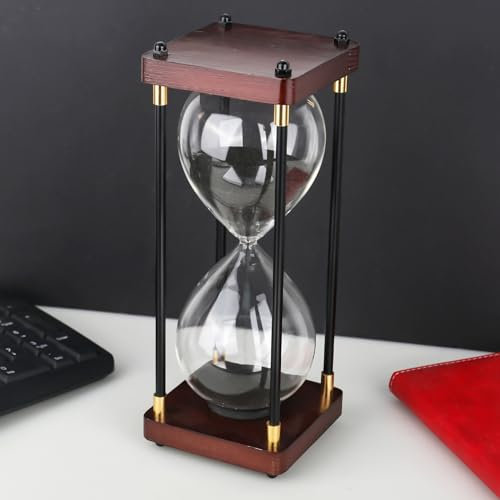 XTDMJ Sablier en bois de 30 minutes - Grand sablier noir élégant - Décoration avec sable fin noir scintillant - Pour la maison, le bureau, la décoration de mariage