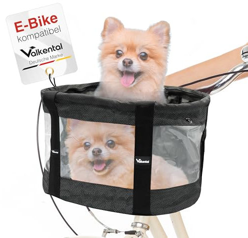 Valkental - Fahrradkorb für Hunde KLICKfix Kompatibel | Ideal als Einkaufskorb | Stabil und Sicher | Inkl. Bodenkissen & Praktischen Fächern