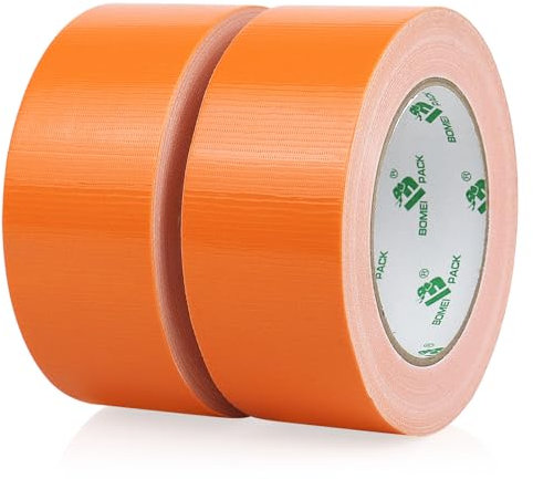 BOMEI PACK Orange Panzertape Wasserfest 50 mm x 30 m - 2 Rollen Orange Panzertape Gewebeklebeband - Gewebeband - Panzerband Extra Stark - Duct Tape - Wasserdichtes Klebeband