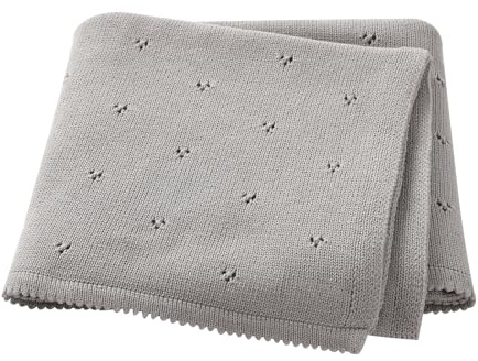 Hadetoto Baby Blanket 100% Cotton Cellular Blanket Baby Soft Cosy Knitted Blanket Grey 100x80cm