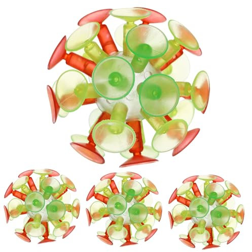 WOONEKY 4 Piezas Bolas de Ventosa Tirar y Pegar Bolas Juguetes de de Colores él Juguetes niño Bola de Divertida Ventosa. de Bola de lechón Pelota de