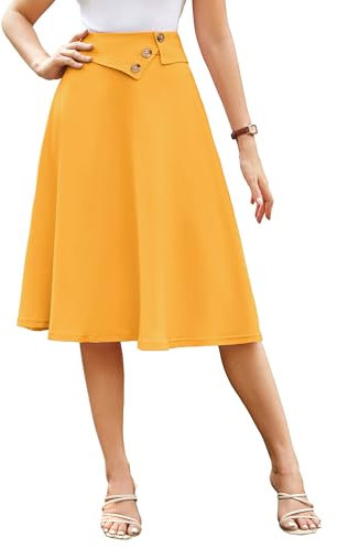 Belle Poque Damen Rock Vintage Hohe Taille Midi Plissee Rock mit Taschen