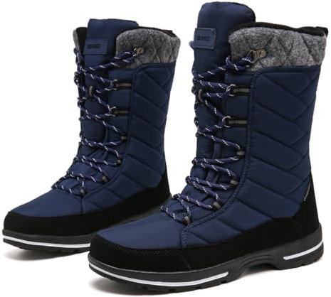 Geweo Stivali Donna Invernali Impermeabile Scarpe da Neve Fodera Calda Scarpe Invernali Outdoor Snow Boots Blu 42