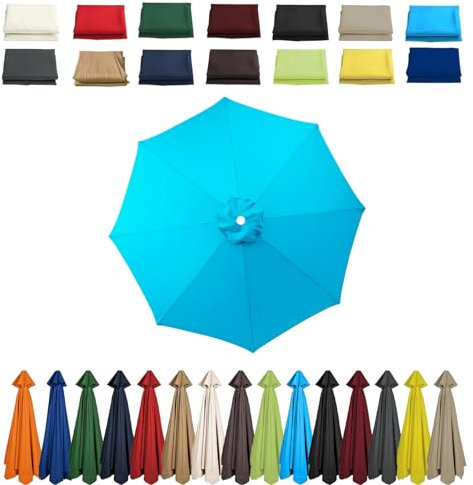 2 m, 2,3 m, 2,5 m, 2,7 m, 3,0 m - Housse de rechange pour parasol de terrasse, 6/8 baleines - Housse en tissu - Auvent de rechange pour parasol déporté, cour, jardin, bleu, 3.0m-8 Streben