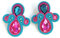 Pendientes coloridos turquesa fucsia soutache, Pendientes cortos cristal buganvilla turquesa