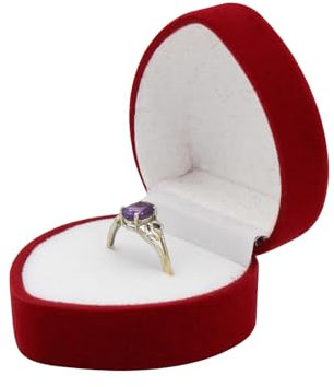 WisePoint Porta Alianzas Boda, Caja Anillo Compromiso de Terciopelo Caja Anillo en Forma de Corazón, Porta Alianzas Boda para Propuestas de Matrimonio, Compromisos, Bodas (rojo)